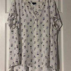 Torrid Black and White Dog Georgette Blouse